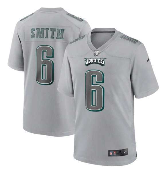 Men%27s Philadelphia Eagles #6 DeVonta Smith Gray Atmosphere Fashion Stitched Game Jersey Dzhi->carolina panthers->NFL Jersey